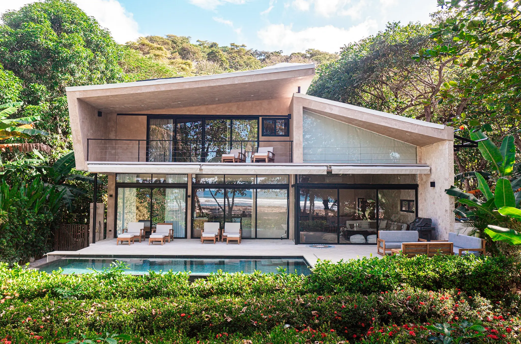 Modern homes for sale in Villas Del Mar with elevated terrace capturing panoramic ocean views in Palmilla